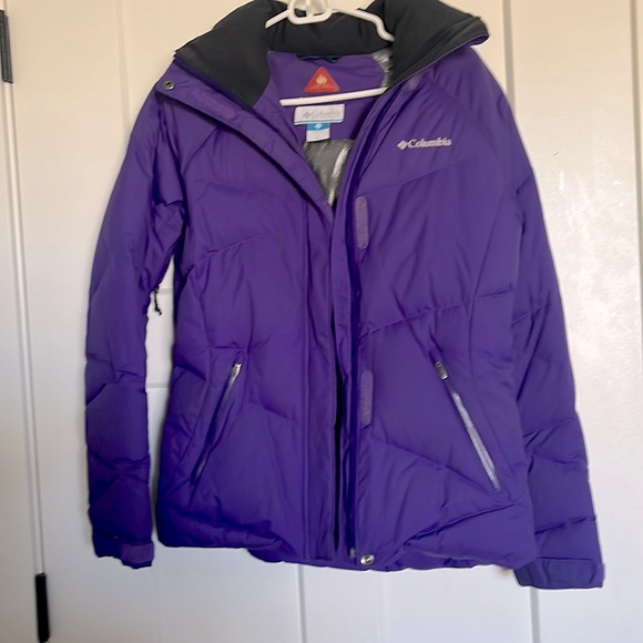 Vivid purple Columbia down Omni-heat jacket-small- removable hood- removable fur - Picture 1 of 14
